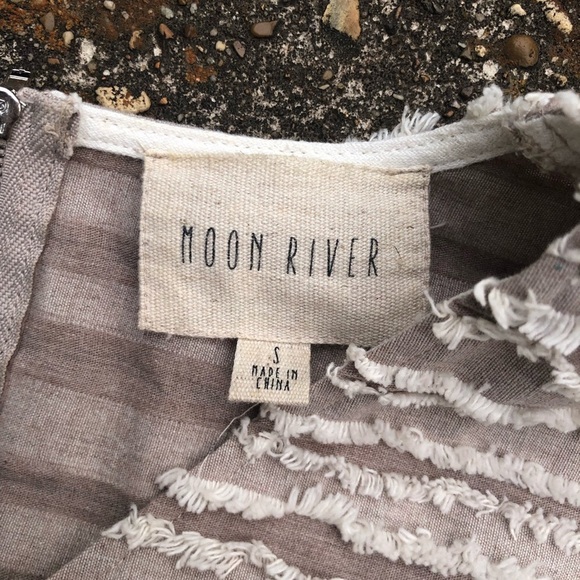 Moon River tan boho linen blend bell sleeve top/short set rainbow tassels sz S/L - Picture 6 of 10